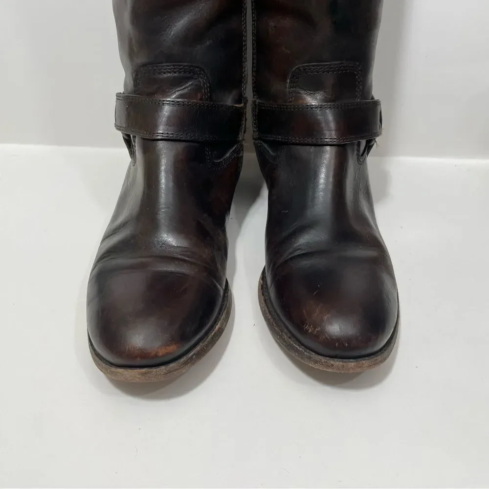 Frye Melissa Harness Warm Brown Tall Leather Riding Boots